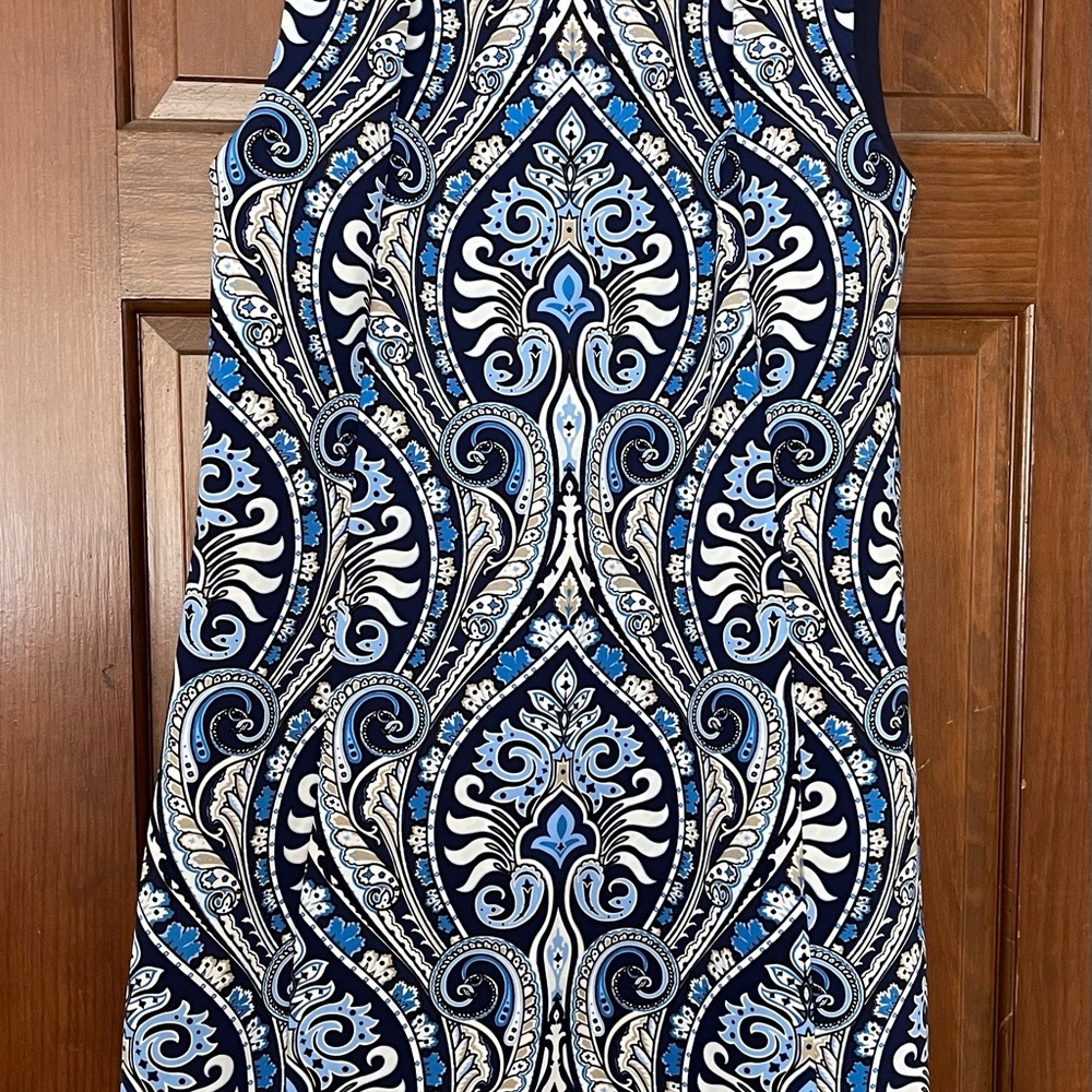 Blue and White Mini Sleeveless Halter Sheath Dress for Night Out